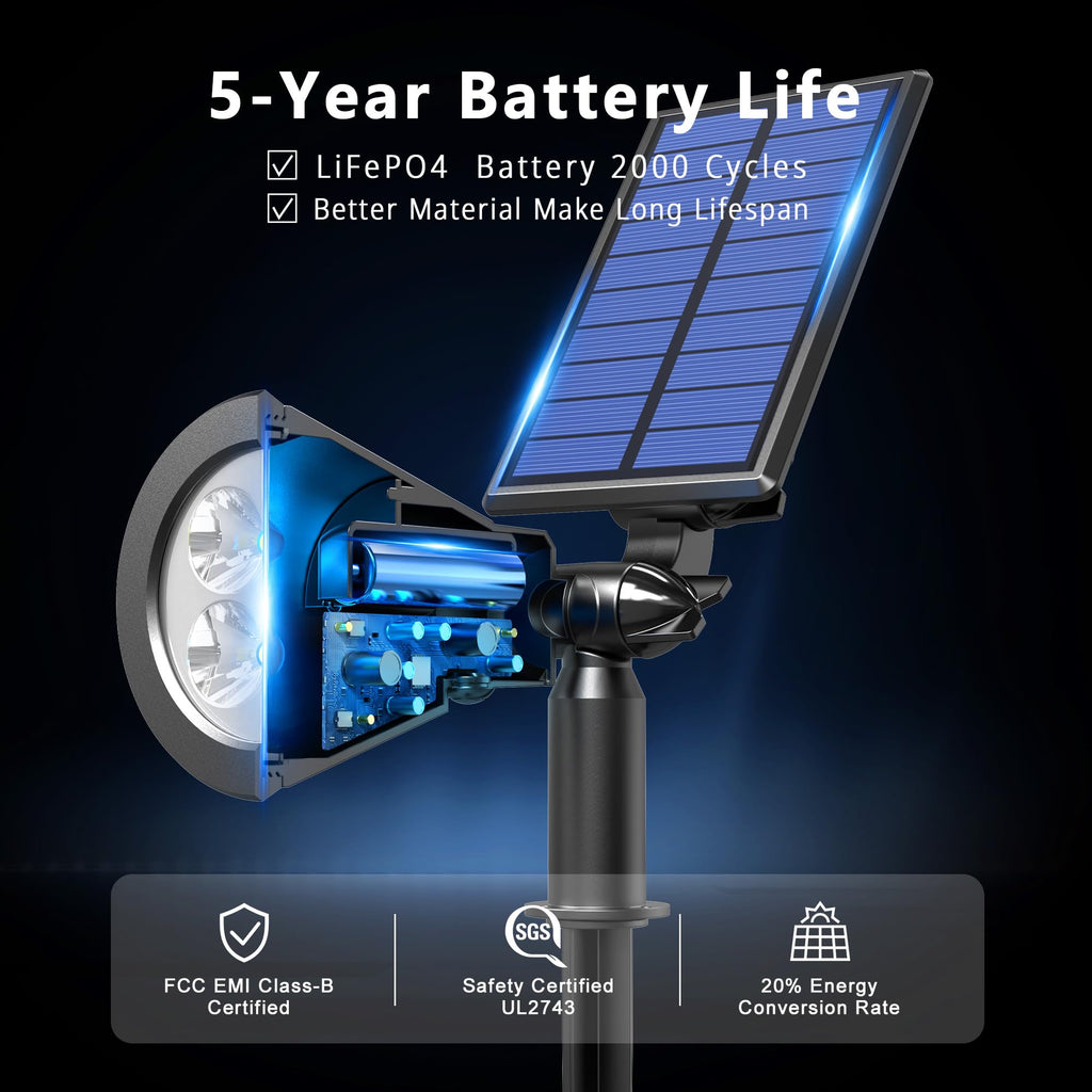JEJOT 4 Pack Solar Lights Outdoor Waterproof,Warm White Light,2 Lighting Modes,Solar Powered Spotlights for Yard Garden Solar Spot Lights for Flag Landscape Auto On/Off