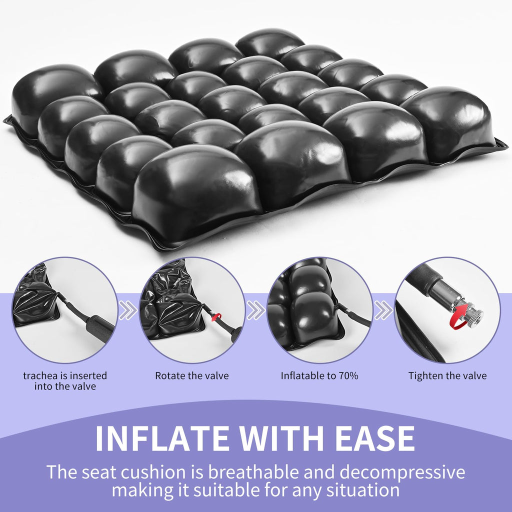 Makrozoia Cushions for Pressure Sores on Buttocks - 17 * 17Inches Wheelchair Cushion for Pressure Relief - Infaltable Air Seat Cushion for Senior