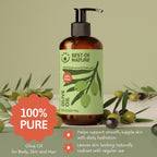 Best of Nature 100% Pure Olive Massage & Body Oil – Cold Pressed, Natural & Unscented Moisturizer for Skin, Hair & Bath, 8 fl oz