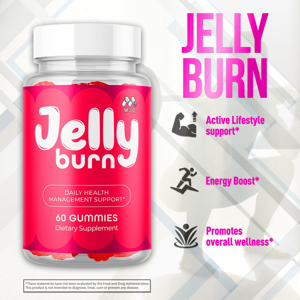 Jelly Burn Gummies, Official JellyBurn Gummys with All Natural Ingredients, Advanced Health & Wellness Vitamin Supplements Formula, Maximum Strength Active Lifestyle Multivitamin Support (60 Gummies)
