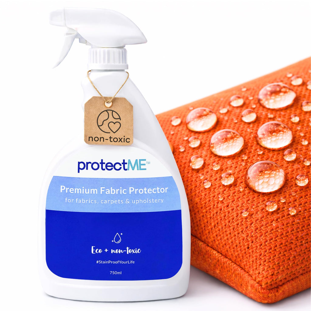 protectME Fabric Protector and Stain Resistant Spray - Upholstery Fabric Spray for Stain Guard for Carpet, Shoes, Couch, Sofa - Non Toxic Water Based Furniture Protector - 25.4 Fl. Oz.