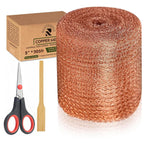 3rd Gen Copper Mesh Rodent Control Kit 5" x 205ft, 100% Premium Copper Wool for Sealing Holes & Water Gaps, Blocks Slugs, Snails, Mice & Pests – with Scissors & Packing Tool