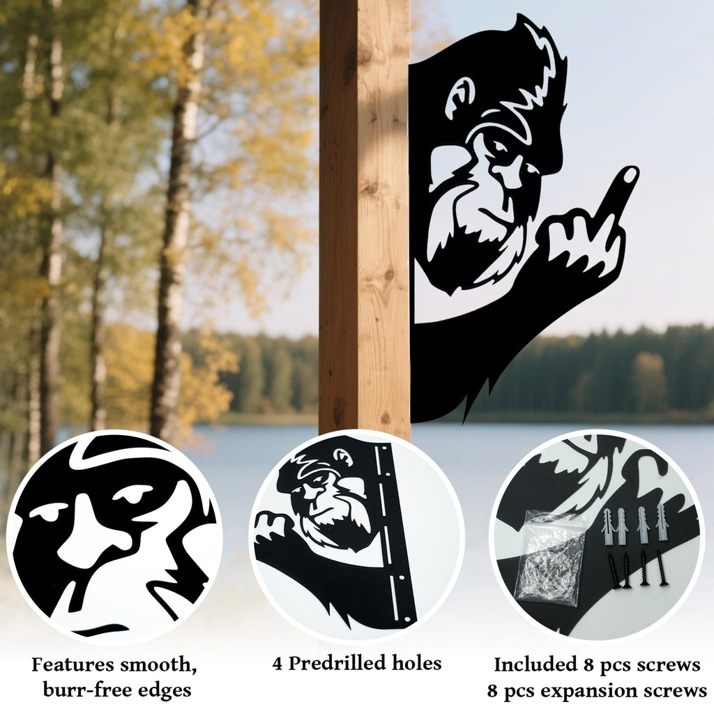 2 Pack 13 Inch Bigfoot Yard Decor, Funny Metal Sasquatch Signs