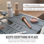Maplefield Travel Size Bathroom Sink Cover for Counter Space - Foldable Silicone Sink Mat for Beauty Routine, Ideal for Small Bathroom, RVs, Camper Vans (Gray Small, 19.5 x 15.5 x 1.6 Inches)