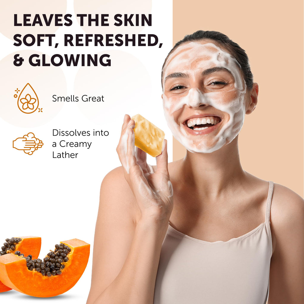VALITIC Papaya and Turmeric Kojic Acid Soap Bar - Dark Spot Corrector Skin Care Cleansing Bar - Infused with Vitamin C, Hyaluronic Acid, Collagen - Papaya 2 Pack, Kojic 2 Pack