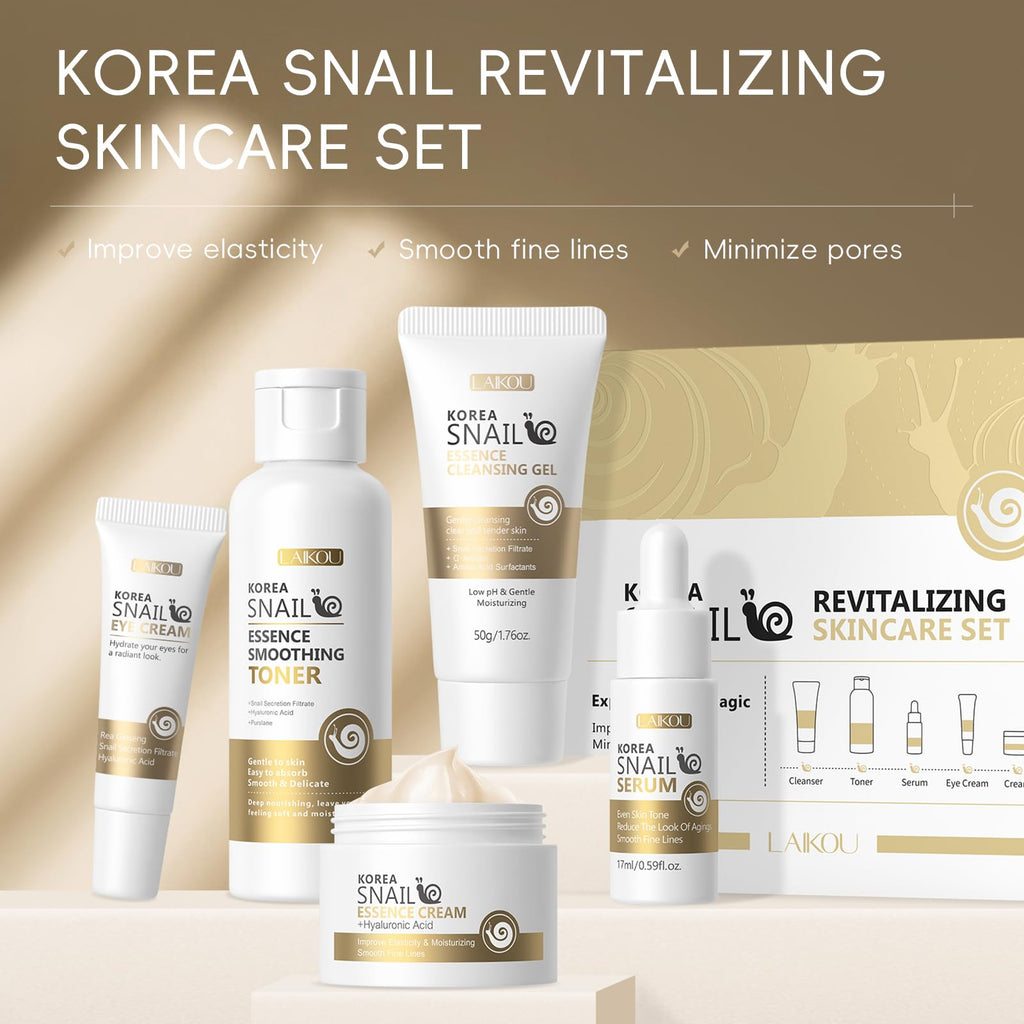 LAIKOU Korean Skin Care, Skin Care Set, Face Mask, Eye Mask, Lip Mask with Cleansing Gel, Toner, Eye Cream, Serum, Essence Cream for Women Teen Girls Mom Daughter Mother's Day Christmas Birthday