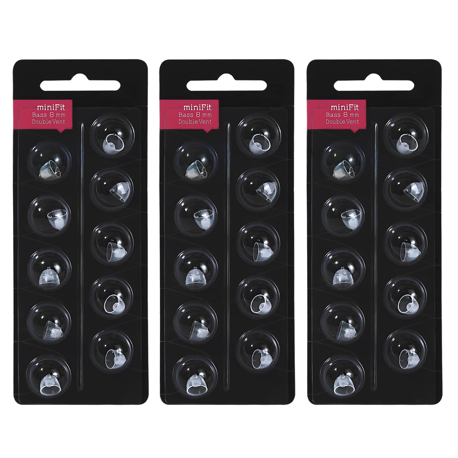 Hearing Aid Domes for Oticon Replacements,Oticon Minifit Double Vent Bass Domes (8 mm/3 Pack）,Universal Domes for Oticon Hearing Aid Supplies