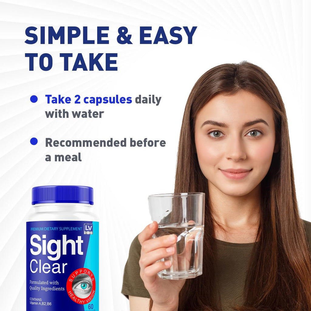 LIVORKA Sight Clear Pills, Sight Clear Support Eye Supplement, SightClear 20/20 Vision Vitamins Reviews Advanced Formula, 60 Capsules for 1 Month