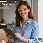 SKYOLUY 2 Pack Eye-catching Progressive Multifocus Reading Glasses Women, Trendy Cat Eye Computer Readers with Twist Temples, Anti Blue Light/Eyestrain Multifocal Glasses, 2.5x (Top is not 0)