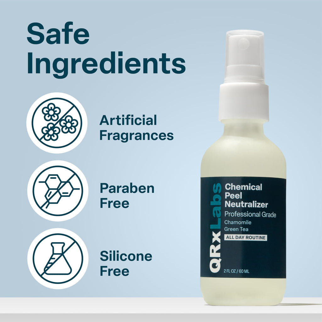 QRxLabs Chemical Peel Neutralizer Spray - Glycolic Acid Peel Neutralizer - pH Balancing Mist for Skin Care - Hydrating Toner for Facial Peels - 2 Fl Oz