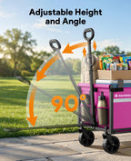 Collapsible Wagon Cart with Wheels, 220LBS for Grocery Shopping Camping