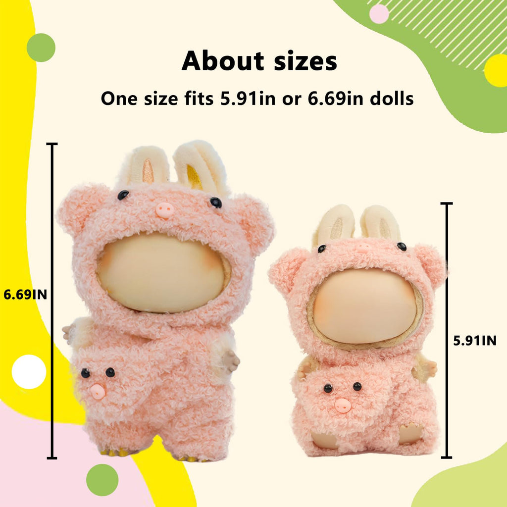 HiOKOU Clothes for labubu 17cm Accessories Suit Cute Clothes for Doll Dress up Animal Style Outfits (NO Doll) (Pig)