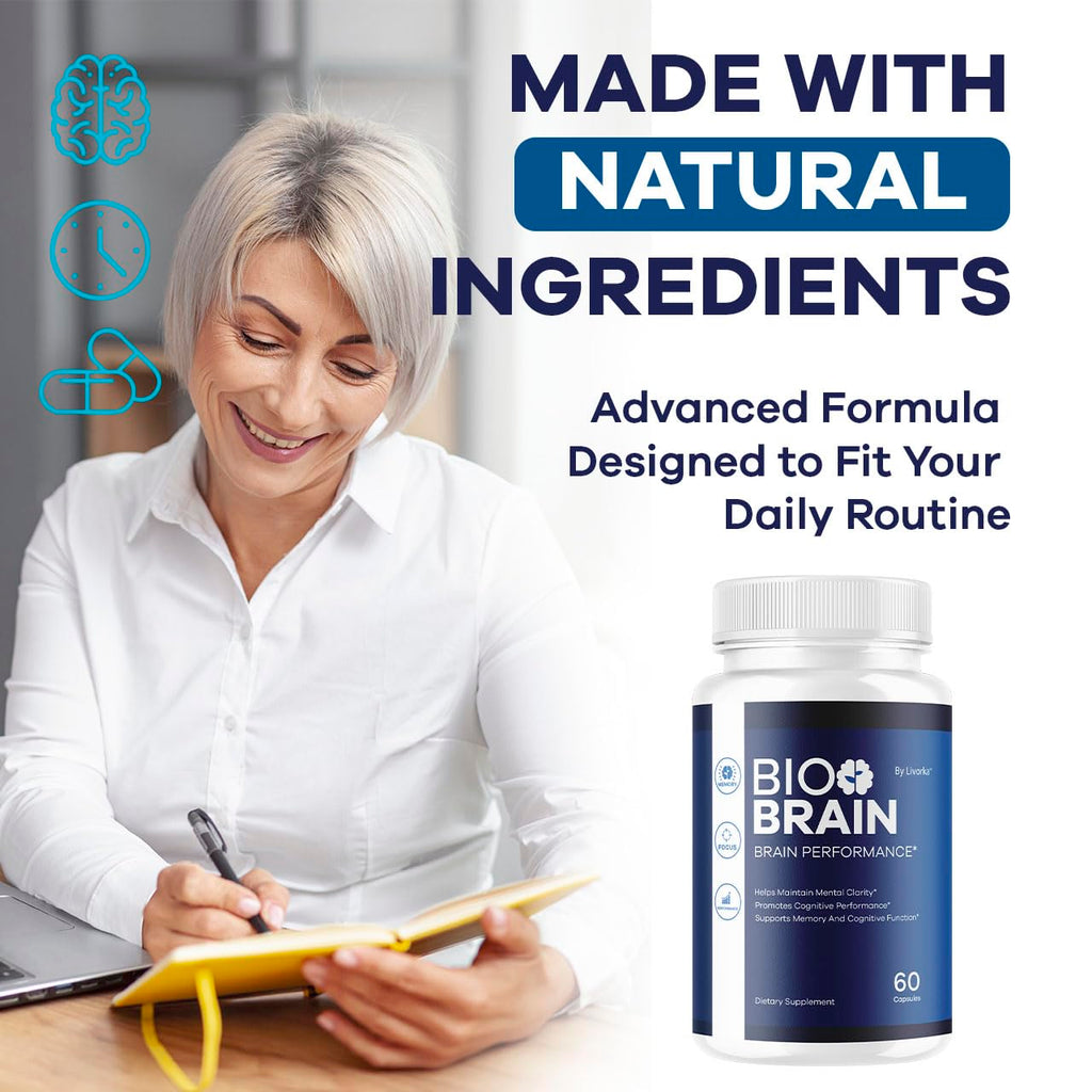 (2 Pack) Bio Brain Capsules - Official BioBrain Supplement Pills Daily Support Brain & Memory Focus All Natural Advanced Premium Formula for Overall Health & Wellness, 120 Capsules for 2 Months
