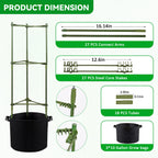 GENMOUS Tomato Cages with Grow Bags - 48 Inch Tomato Trellis for Raised Garden Bed, 3-Pack Tomato Plant Support, with 10 Gallon Plant Grow Bags, Reusable and Height Adjustable