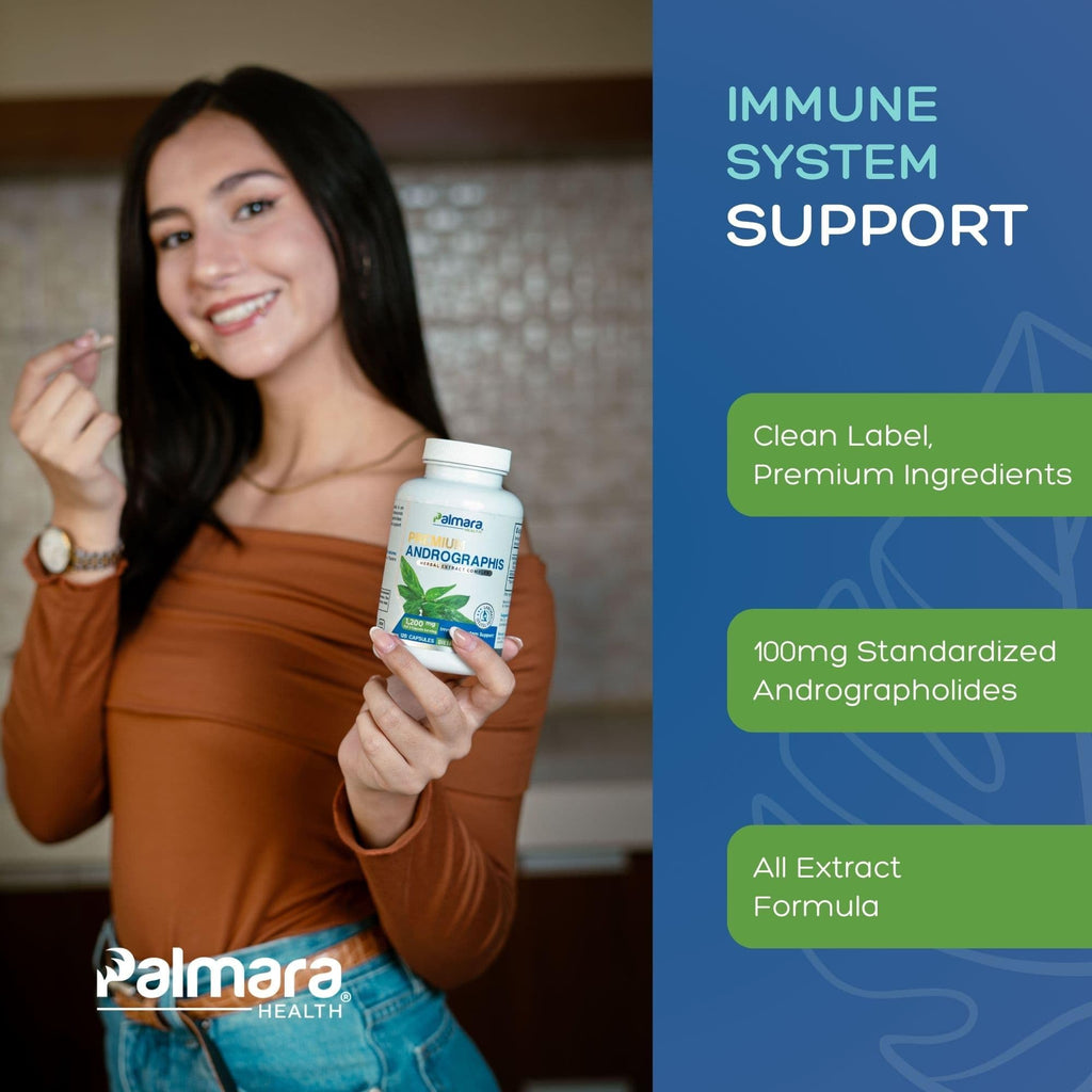Palmara Health Premium Andrographis Paniculata Extract 1,200mg with 100mg Andrographolides Vegan Capsules for Immune & Digestive Support, Non-GMO, Gluten Free, Herbal Dietary Supplement
