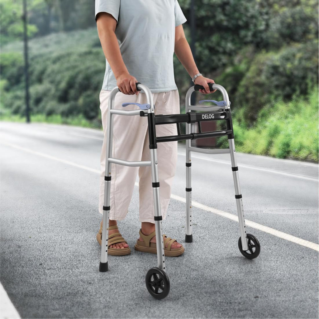 Delog Narrow Walkers for Seniors, Small Walkers for Seniors Tight Spaces Support Up to 350lbs, Standard Walkers for Adults