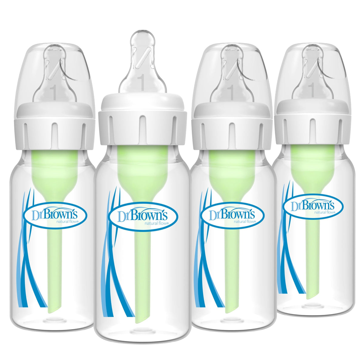 Dr. Brown's Anti-Colic Options+ Narrow Baby Bottle, Clear, 4 oz, 4-Pack