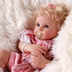 BABESIDE Reborn Baby Dolls Bettie - 17 Inch Soft Body Realistic Baby Doll Girl Lovely Awake Blond Curly Hair Girl Doll Handmade Real Life Baby Dolls with Gift Box for Kids Age 3+ Collectors