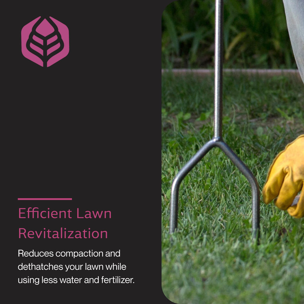Yard Butler Manual Lawn Coring Aerator, ID-6C - Lawn Care Tool for Aerating - Long-Handled - Power-Coated Steel Construction - Comfortable Cushioned Handles Garden Tool - Easy to Use