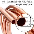 GOORY Copper Tubing 1/8" OD x 0.07" ID x 25 Ft - 99.9% C12200 Pure ACR Tube - ASTM B280 Refrigeration T2 Copper Tube Soft Coil - Round Seamless Tubing for Refrigerator HVAC System Industry DIY