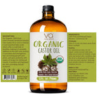 VITAL AFFAIR Pure Organic Castor Oil 946 Ml(32 Oz)- Cold Pressed, Unrefined, USDA Certified Organic - Glass Bottle for Hair Growth, Eyelashes, Eyebrows, Face