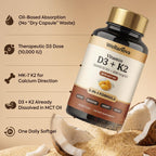 Vitamin D3 K2 10,000 IU – Pure 2-in-1 K2 D3 Vitamin Supplement for Men & Women – MK-7 200 mcg with Coconut Oil – 60 Softgels