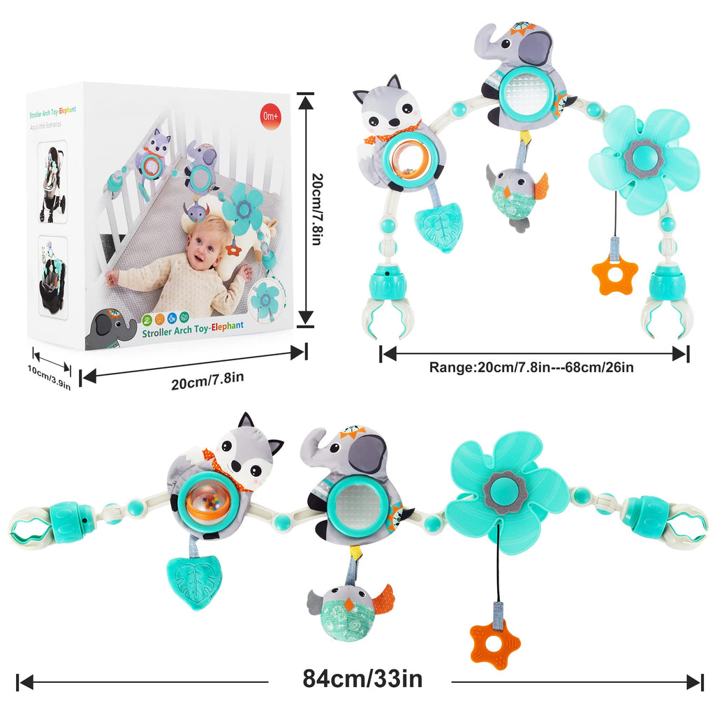 Lynncare Adjustable Arch Bassinet Toys for Infant & Toddlers, Stroller Arch, Baby Crib Toys with Fascinating Hanging for Stimulating Baby’s Senses and Developing Motor Skills