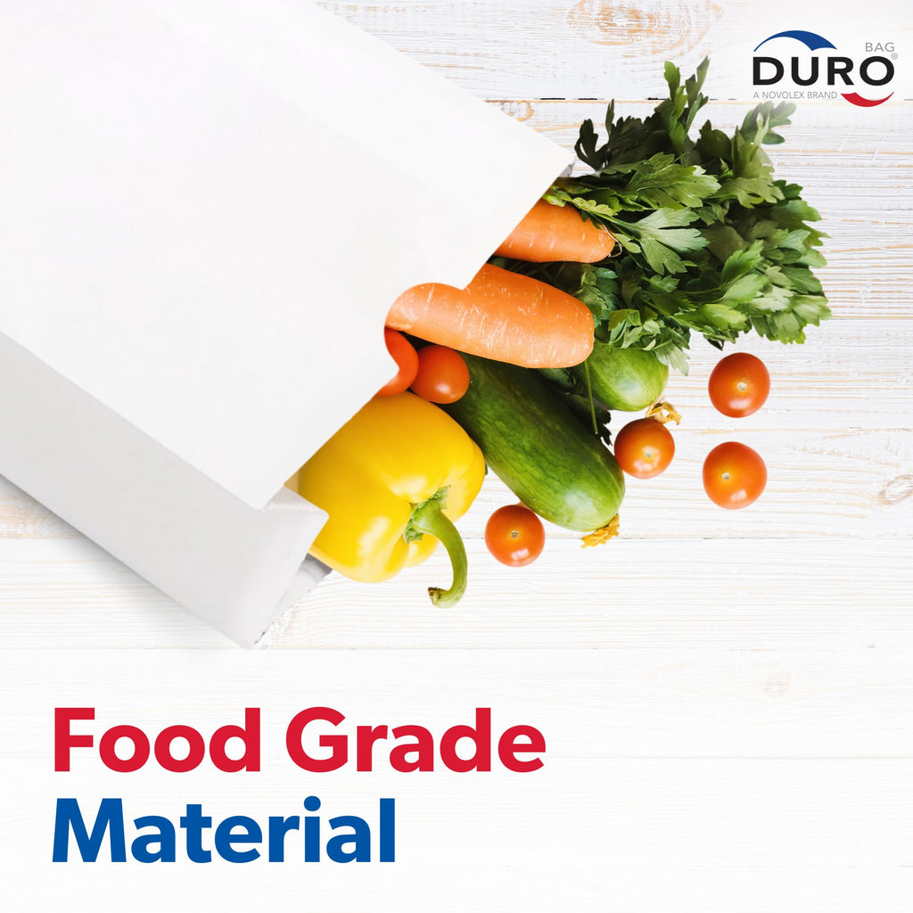 Duro 12# White Paper Lunch Bags 500 Count, Bulk Disposable SOS Paper Bags for Bread, Bagel, Deli & Restaurant Takeout or Delivery - 7.06 x 4.50 x 13.75 Inches