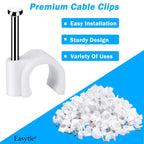 Cable Wire Clips 4mm 6mm 8mm 10mm Cable Management RG6 RG59 CAT5 CAT6 RJ45 Electrical Ethernet Dish TV Speaker Wire Cord Tie Holder Single Coaxial Nail Clamps(Pack of 2000)