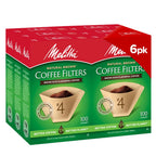 Melitta #4 Unbleached Coffee Filters, Natural Brown Cone Filters, 6-Pack