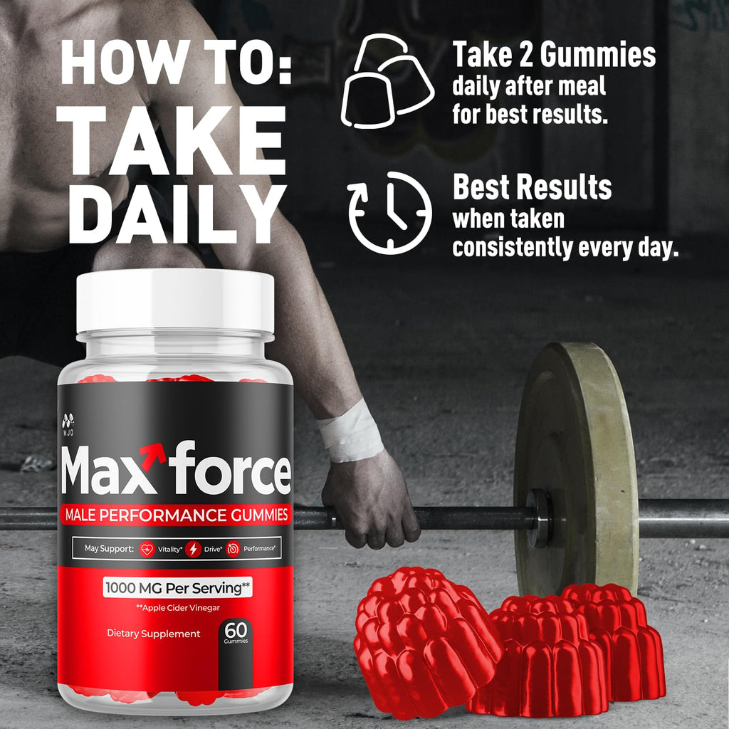 Max Force Gummies, Official Max Force Gummys with All Natural Ingredients, Advanced Formula Max Strength Supplement with Natural Active Lifestyle Support Featuring Premium Multivitamins (60 Gummies)