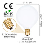 Simba Lighting Small Globe G16.5 Round Bulb 40W E12 Candelabra Base (10 Pack) for Chandelier, Ceiling Fan Light, Decorative Vanity Lights, Wall Sconce, Frosted Glass 120V, 2700K Warm White Dimmable