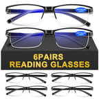 AIMISUV 6Pack Reading Glasses Men, Spring Hinge Blue Light Blocking Readers, Lightweight TR90 Computer Magnifying Eyeglasses (3.25X)