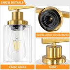 DIKAIDA Bathroom Vanity Light, 4-Light Modern Matte Gold Wall Sconce Lighting with Clear Glass Shade, Black Wall Lights,Bath Vintage Wall Mounted Lamps for Mirror Bedroom Living Room