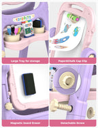YOHOOLYO Kids Easel Standing Art Easel for Kids, Double Sided Children Pink Purple Easel Magnetic Chalkboard Whiteboard Dry Eraser Board Great Gift for Girls