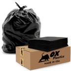 Ox Plastics 60 Gallon Trash Can Liners Bags - (25 Count) & 3mil Thick Extra Heavy Duty Strength - Large Garbage, Leak-Proof & Durable Bags