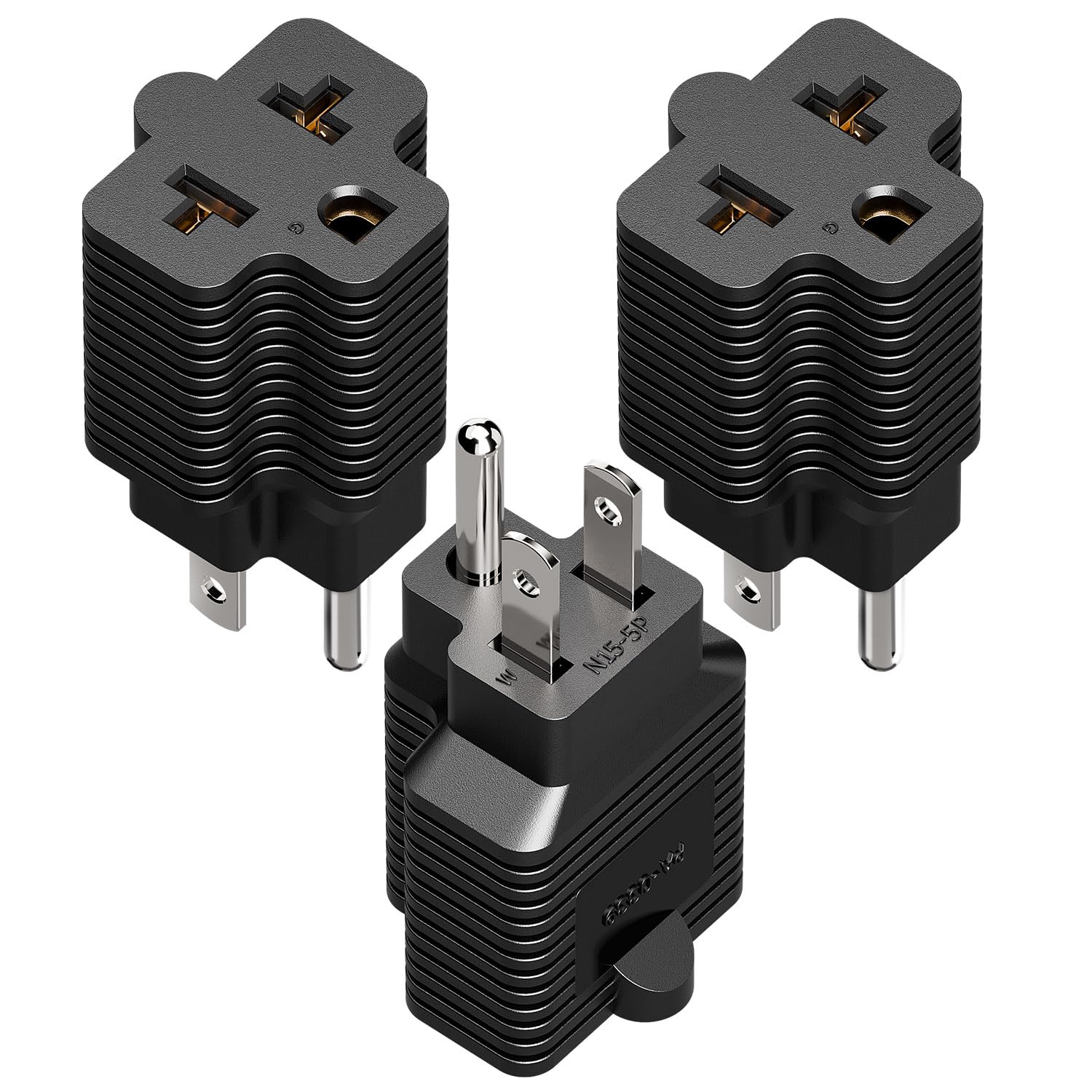 [3Pack] 4-in-1 15 Amp Household AC Plug to 20 Amp T Blade Adapter,5-15P to 5-20R,5-15P to 6-15R,5-15P to 6-20R, 4 in 1 AC Power Adapter,15A 125V to 20A 250V Adapter