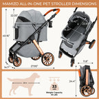 MAMIZO Foldable Dog Stroller for Medium Dogs Cats Up to 33 Lbs, Adjustable Height Handle, Pet Stroller with Aluminum and Carbon Steel Frame, Sun Shades, Storage Basket & Shock Absorbers, All-Terrain