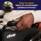 Drive Medical K318DFA-ELR Cruiser III Lightweight Folding Wheelchair with Flip Back Detachable Full Arms and Elevating Leg Rest (Black, 18 Inch, 39lbs)