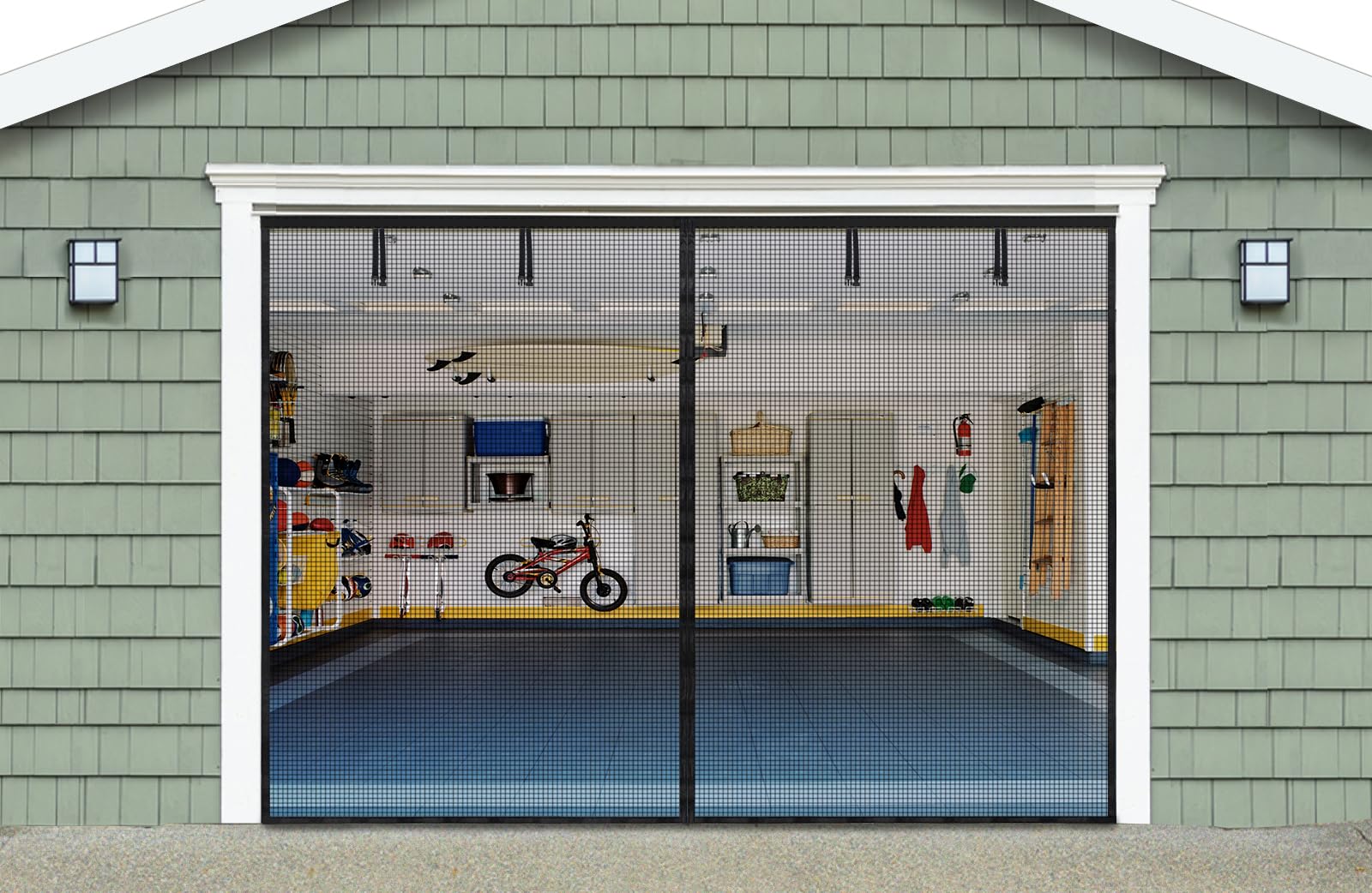 innhom Magnetic Garage Door Screen for 1 Car Garage, 9x7 FT Double Door Magnetic Closure Mesh with 36 Magnets, Fits Door up to 110"x84" Black