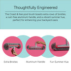 Pool Brush Head for Inground & Above Ground Pools | 10-Rows of Nylon Bristles Heavy-Duty Aluminum Handle | Swimming Cleaning Brush for Walls, Corners, Stairs & Floors