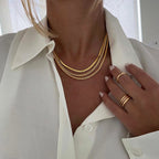 DEARMAY Layered 14K Gold Plated Chain Choker Necklace Set