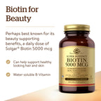 Solgar Biotin 5000 mcg,100 Veg Caps-Promote Healthy Skin,Nails&Hair-Supports Energy Production,Protein,Carbohydrate&Fat Metabolism-Vitamin B-Non GMO,Vegan,Gluten Free-100 Servings,(Pack of 2)