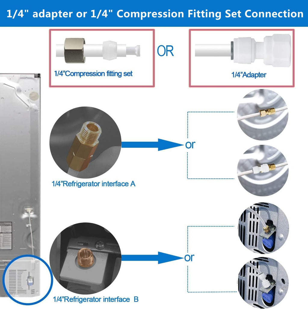 Ice Maker Water Line Kit - Food Grade Refrigerator/Fridge Water Line Kit,25FT 1/4In O.D.Water Line with Self Piercing Valve and Quick Fittings, for Adding a branch waterway to Refrigerator/Ice Maker