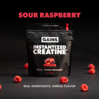 Gains in Bulk Instantized Creatine Monohydrate for Men & Women, Soluble Pre Workout Powder, Supports Muscle Building, Strength and Performance, Bodybuilding Supplements, Sour Raspberry, 30 Servings