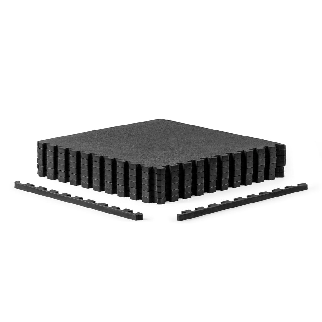 CAP Barbell 1/2-Inch Interlocking EVA Foam Exercise Puzzle Mat Home Gym Flooring - 1 Pack | 24" x 24" x 1/2" | Pebble Pattern - Black