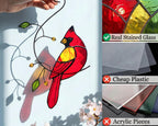 IriCrist Cardinal Stained Glass Sun Catcher Window Hanging - Handmade Memorial Gifts for Grandma, Women, Mothers Day Ornament (Gifts Ready Packaging) - Red Bird Stain Glass Suncatcher Indoor Decor
