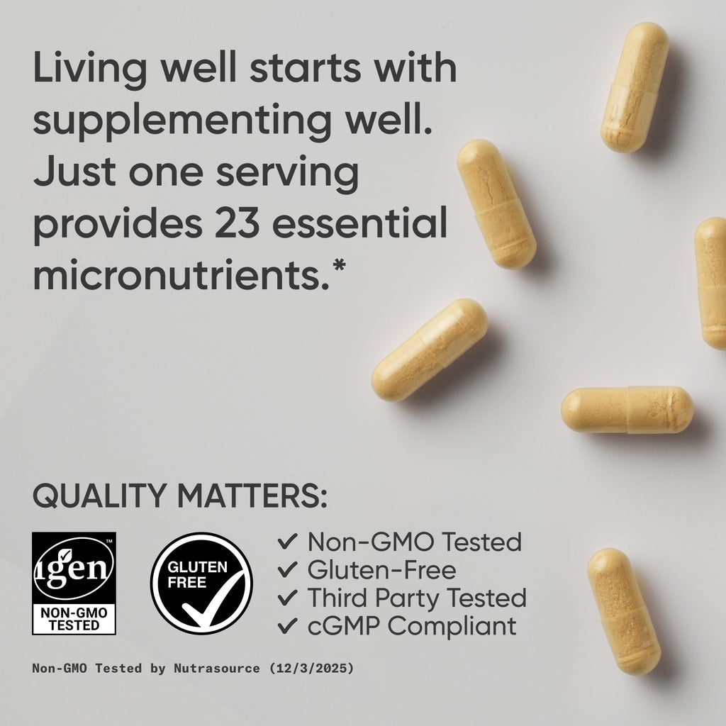 Sports Research® Multivitamin – Advanced Formula - 23 Essential Vitamins & Minerals with CoQ10 & Iodine - Daily Nutrient Support*- Non-GMO Tested & Gluten-Free -60 Veggie Capsules