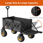 Heavy Duty Beach Wagon with Big Wheels for Sand, 10" Wheel Collapsible Wagons Foldable Large Wagon Cart Folding All Terrain for Camping