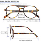 MMOWW 4 Pack Oversized Aviator Reading Glasses for Women Men Retro Double Bridge Pilot Style Blue Light Blocking Computer Readers, Black/Tortoise/Grey Tortoise/Transparent +1.5